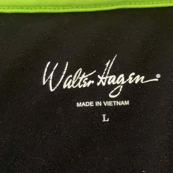 Walter Hagen Black Neon Green Trim 1/2 Zip Pullover Sz L - Picture 3 of 4